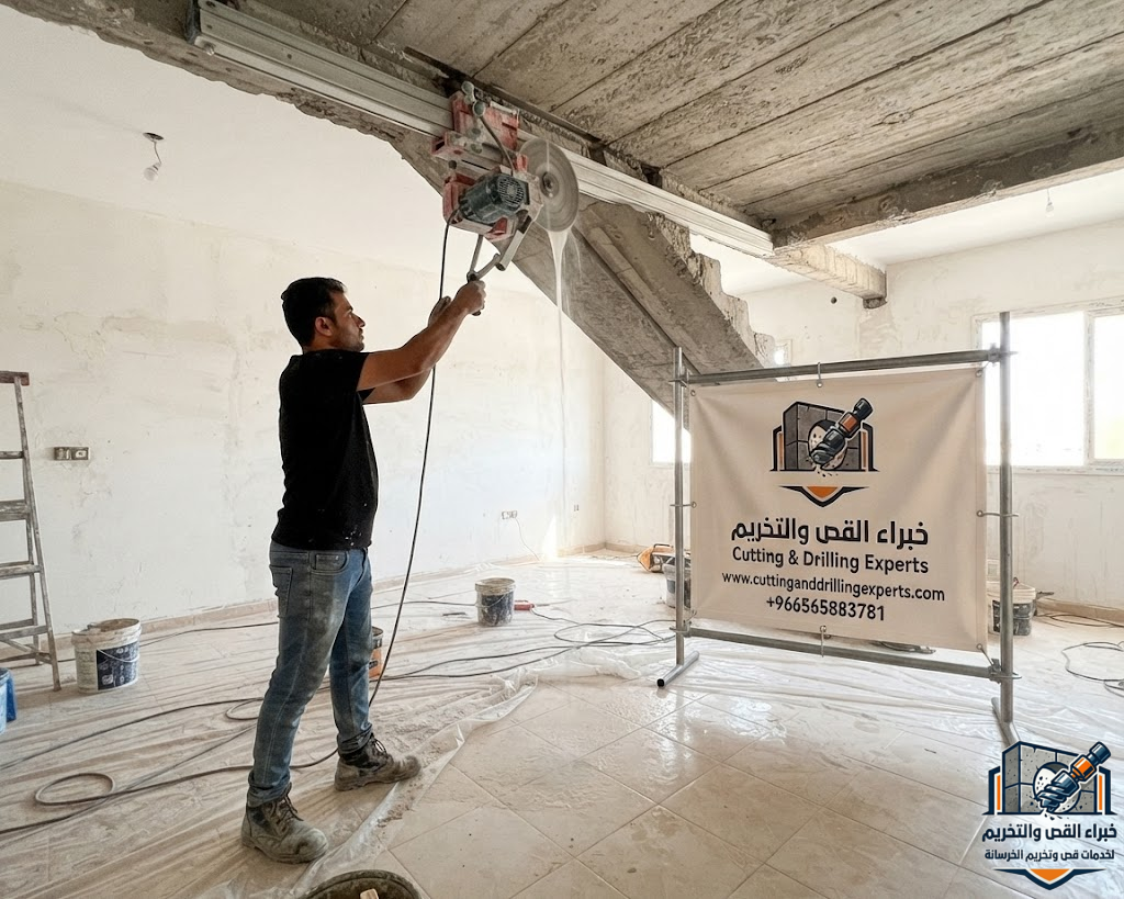 قص الأسقف الخرسانية المسلحة وفتح فتحات المكيفات في حي الرويس جدة بدون تكسير أو تشققات